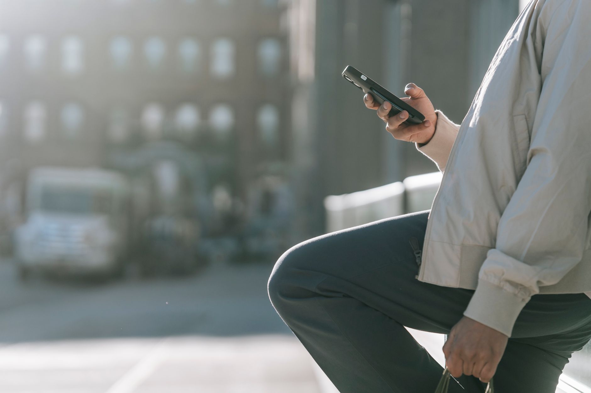 Someone looking up a local business on their phone
